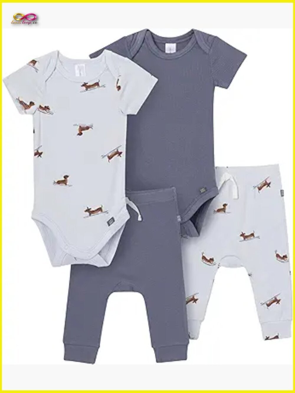 Unisex Baby 4-Pack Bodysuit & Pant Set Soft Viscose Cap Sleeve Snap Closure